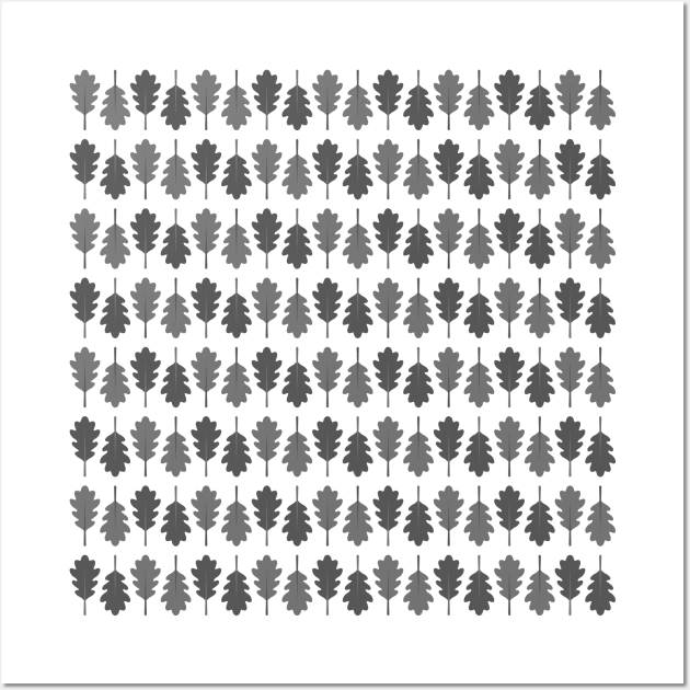 Oak Leaves Pattern (Grey) Wall Art by John Uttley